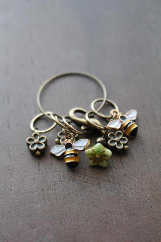 Bee and Bloom Stitch Markers Set