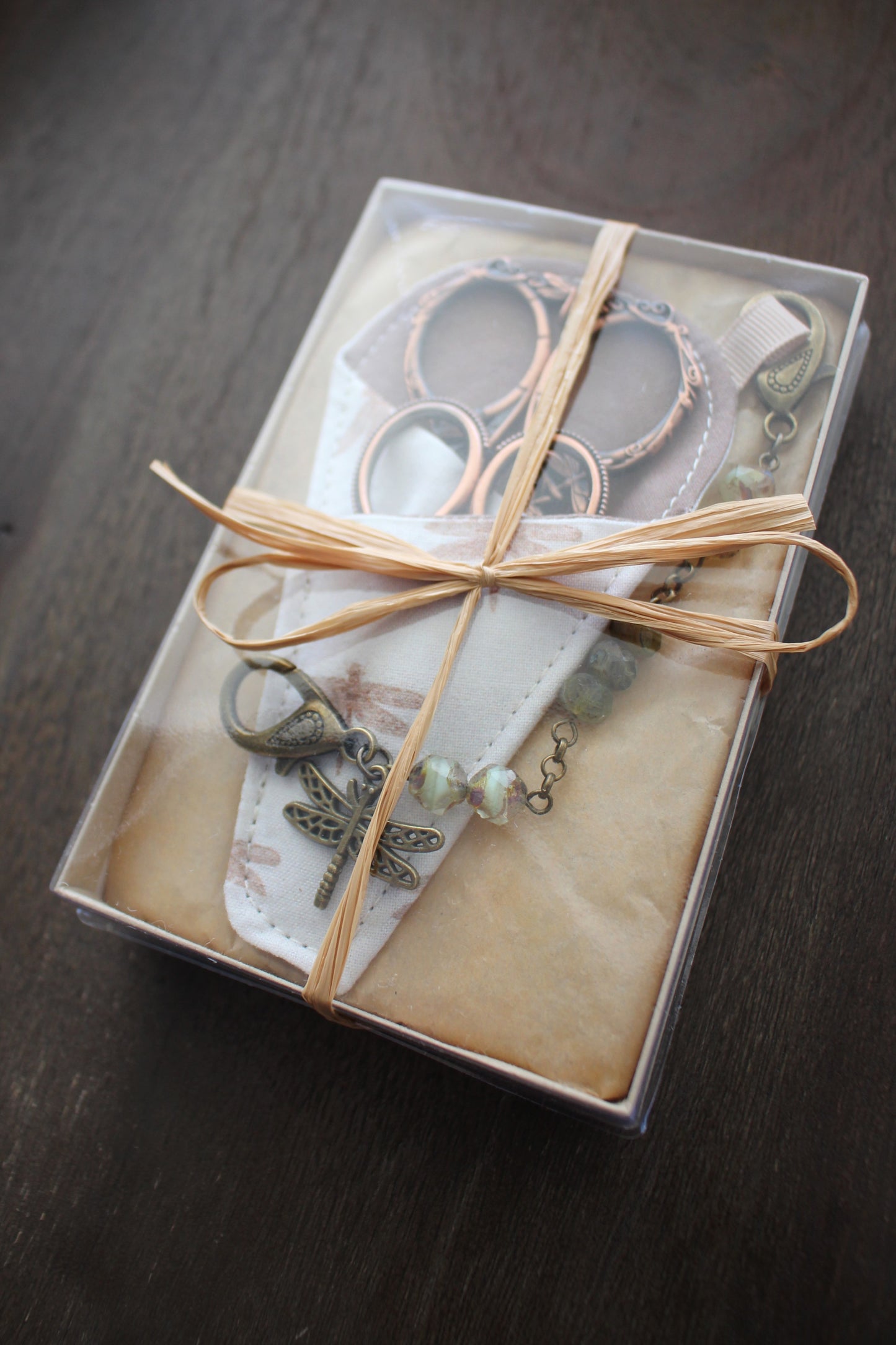 Copper Dragonfly Scissors Gift Set