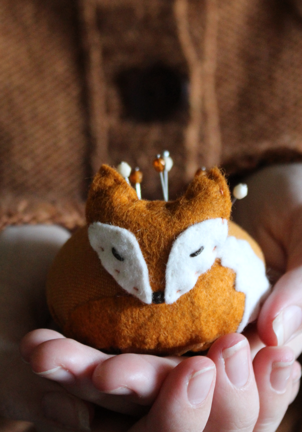 Sleepy Fox Pincushion PDF Pattern