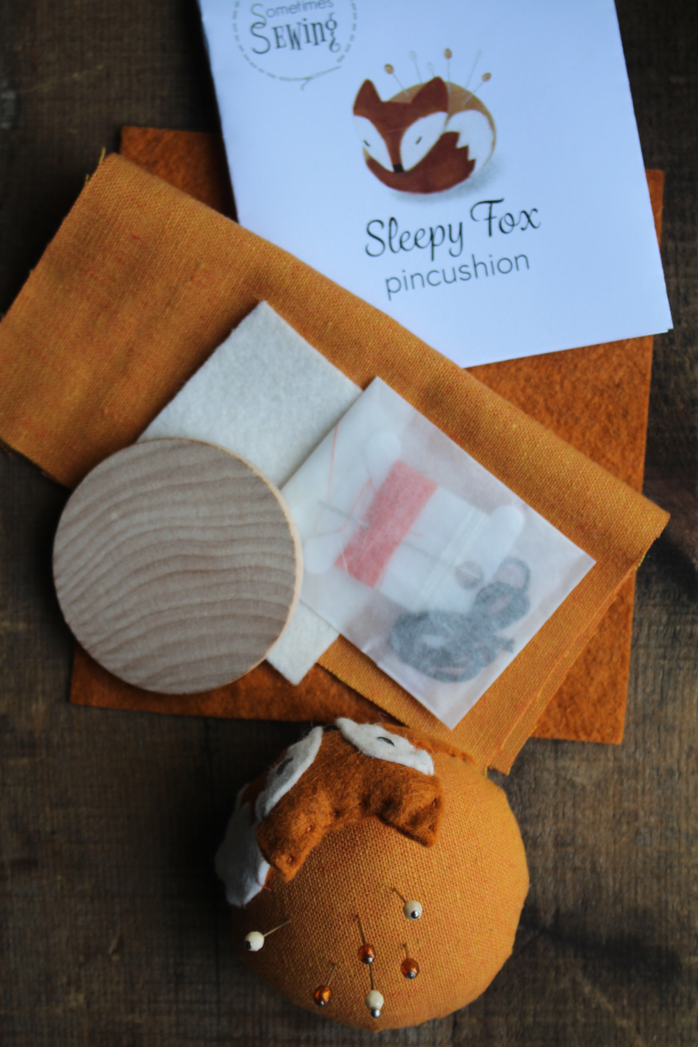 Sleepy Fox Pincushion Kit