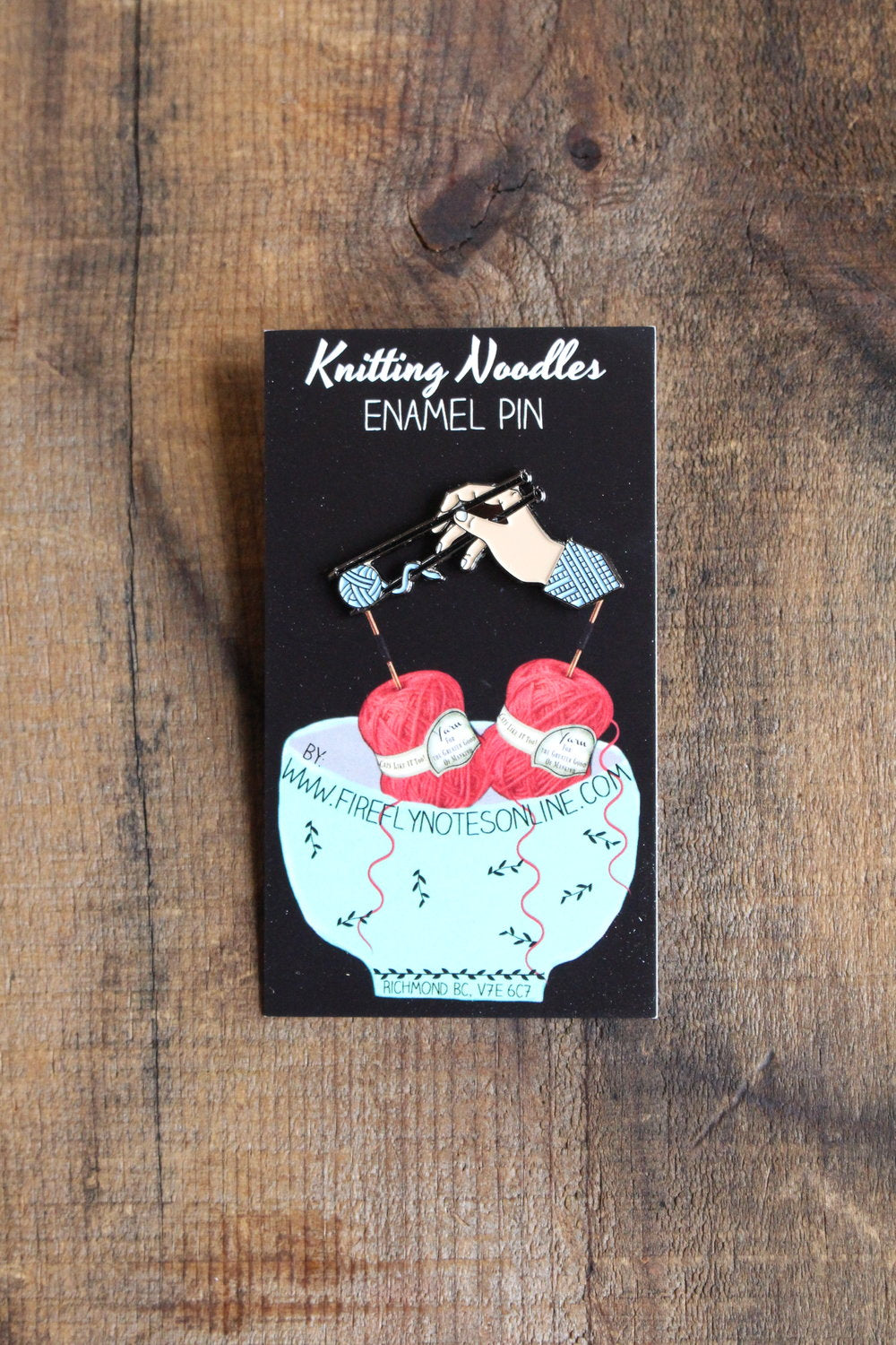 "Knitting Noodles" Enamel Pin