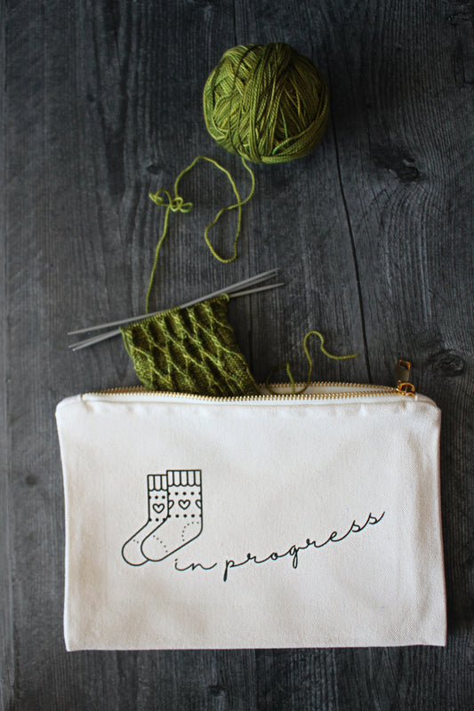 "Socks In Progress" Project Pouch