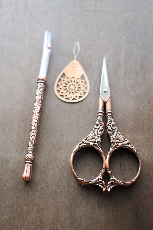 Vintage Copper Sewing Gift Set
