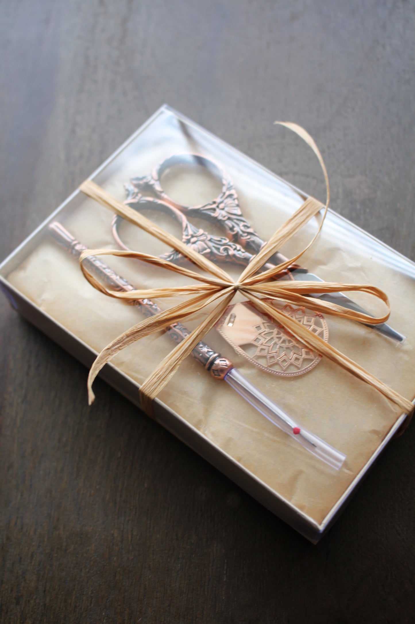 Vintage Copper Sewing Gift Set