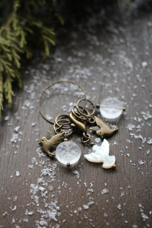 Winter Dove Stitch Markers Set