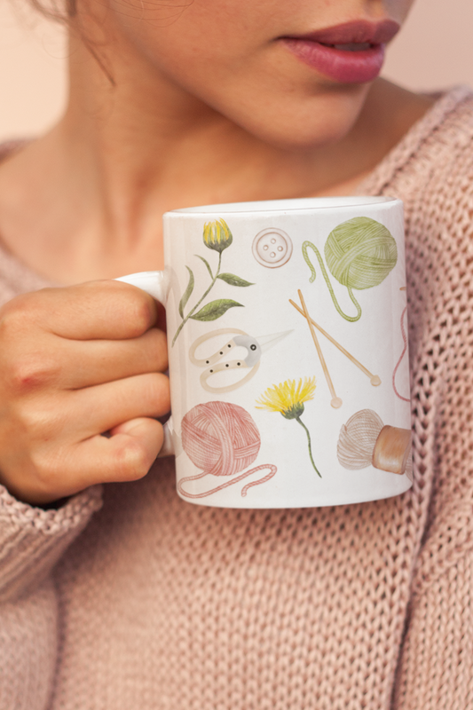 Vintage Knitting Haberdashery Mug