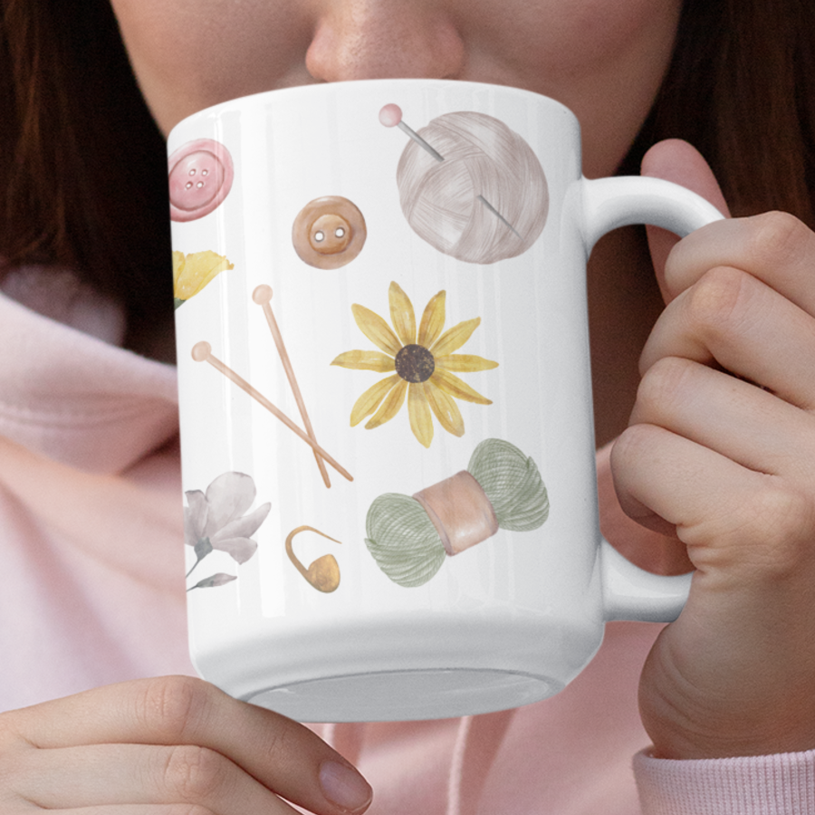 Vintage Knitting Haberdashery Mug