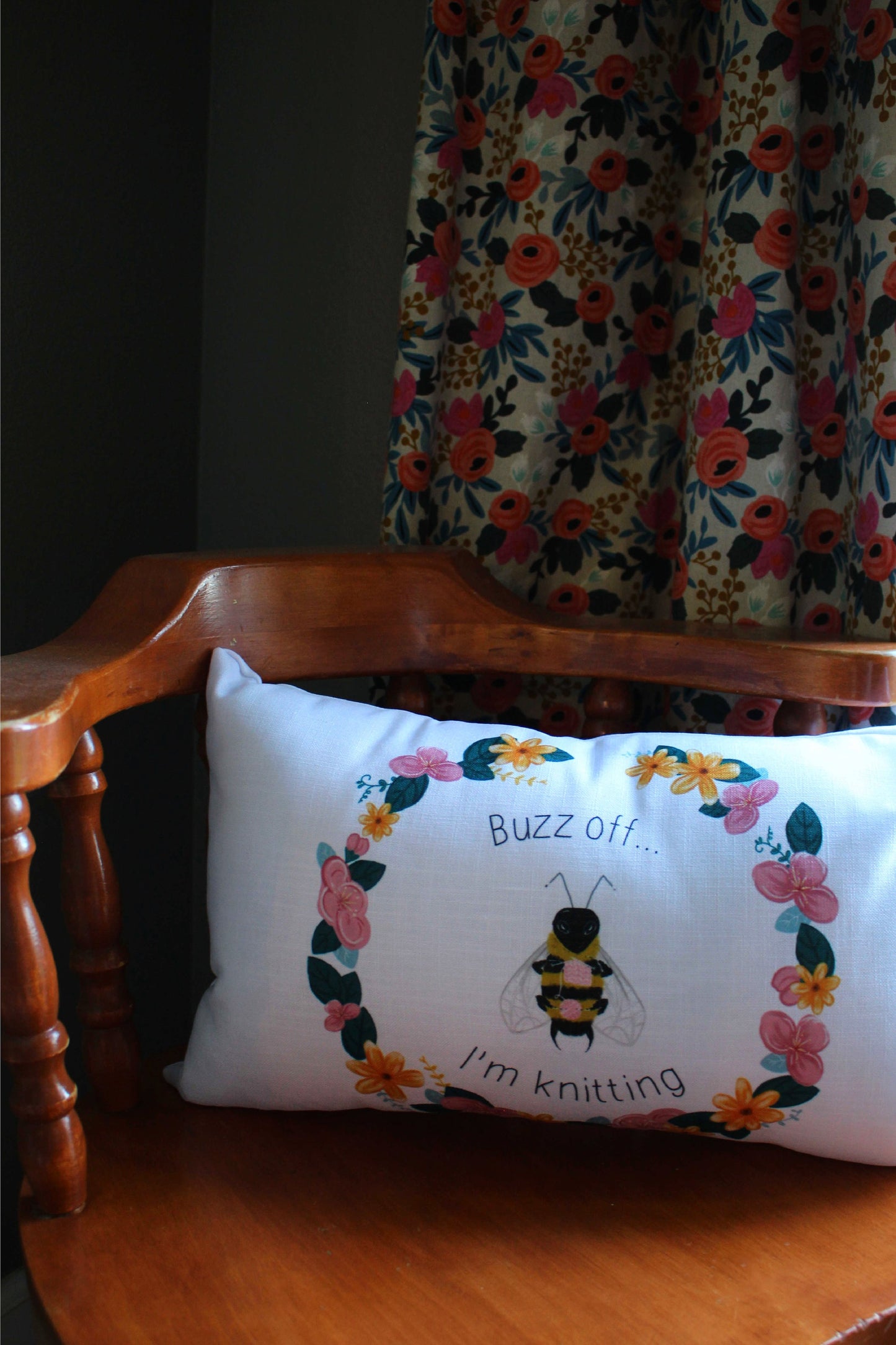 "Buzz Off, I'm Knitting" Pillow