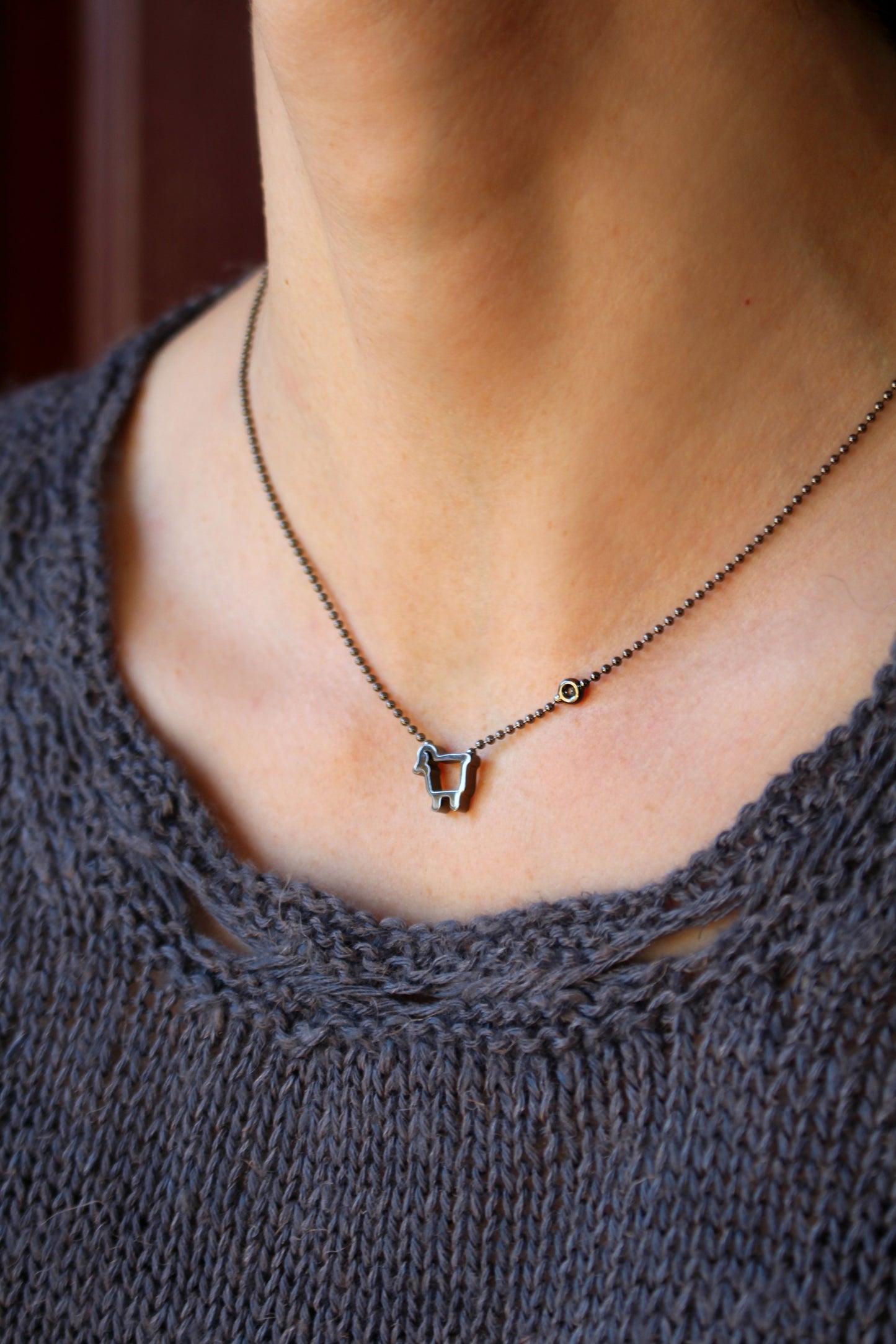 JULIE LAMB FINE JEWELRY Small Ewe & Diamond Necklace