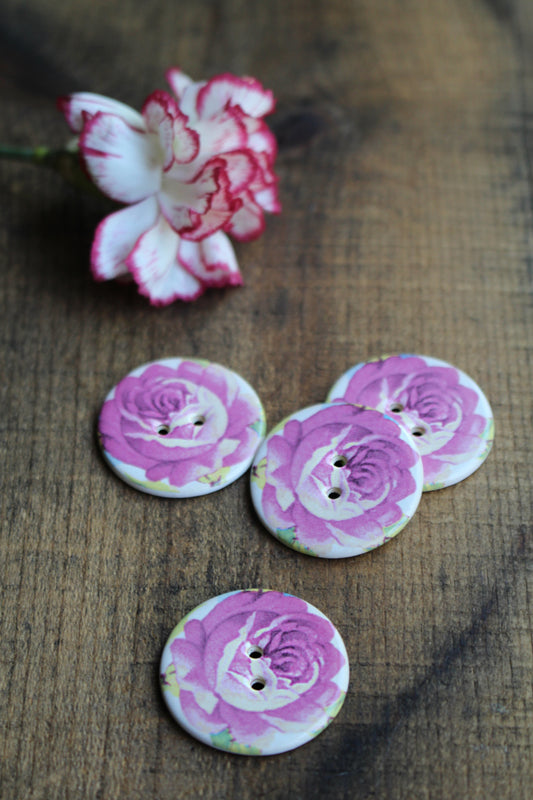 English Rose Ceramic Buttons