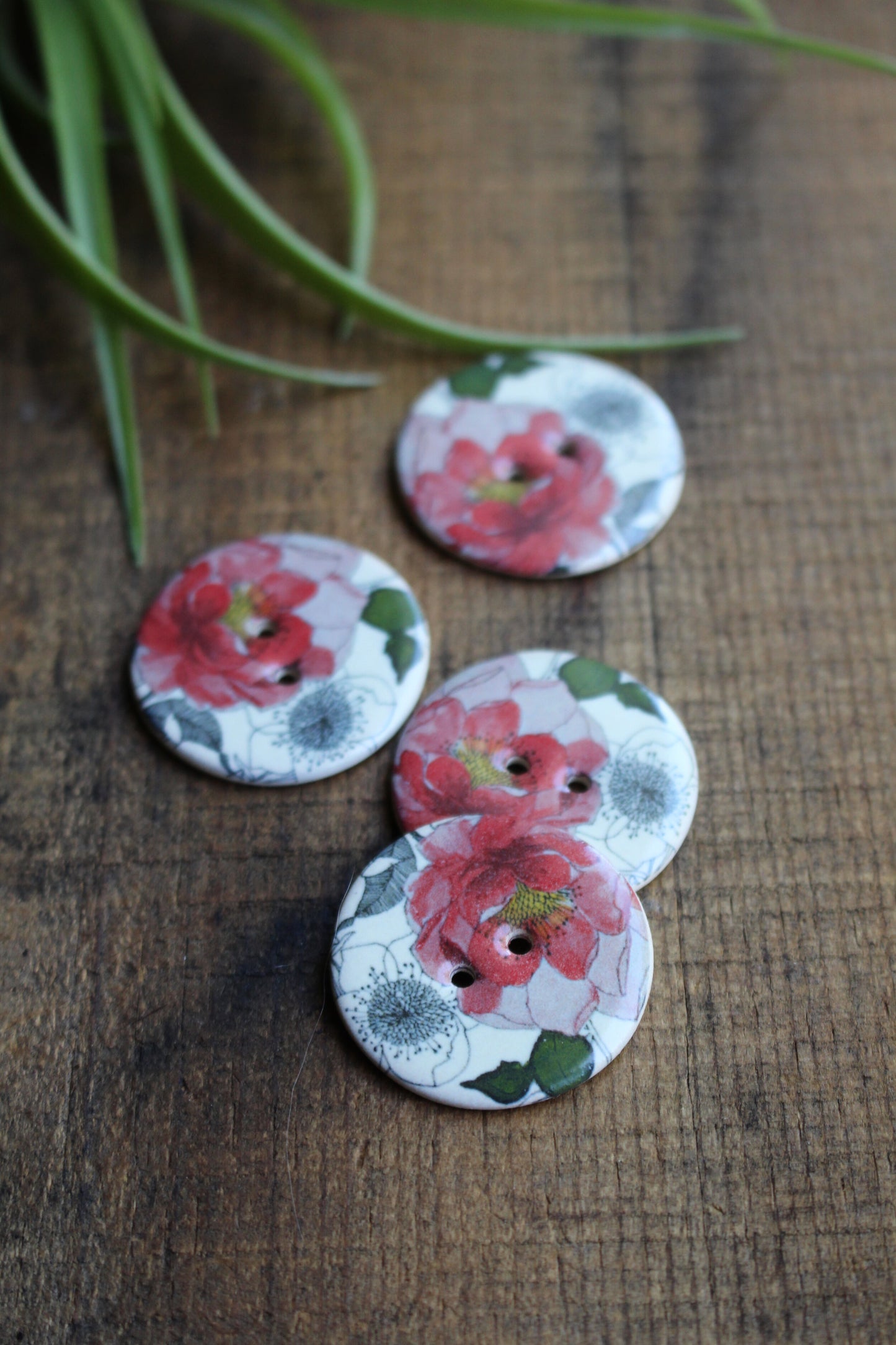 Rose & Anemone Ceramic Buttons