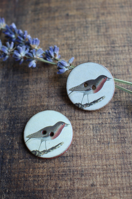 Red-Throated Thrush Ceramic Bird Button
