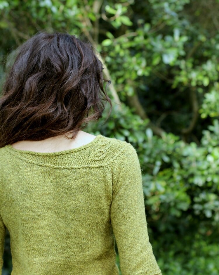 Leaf Neckline Raglan Pullover Knitting Pattern • Sprig Knitting Pattern PDF • Intermediate Knit Pattern