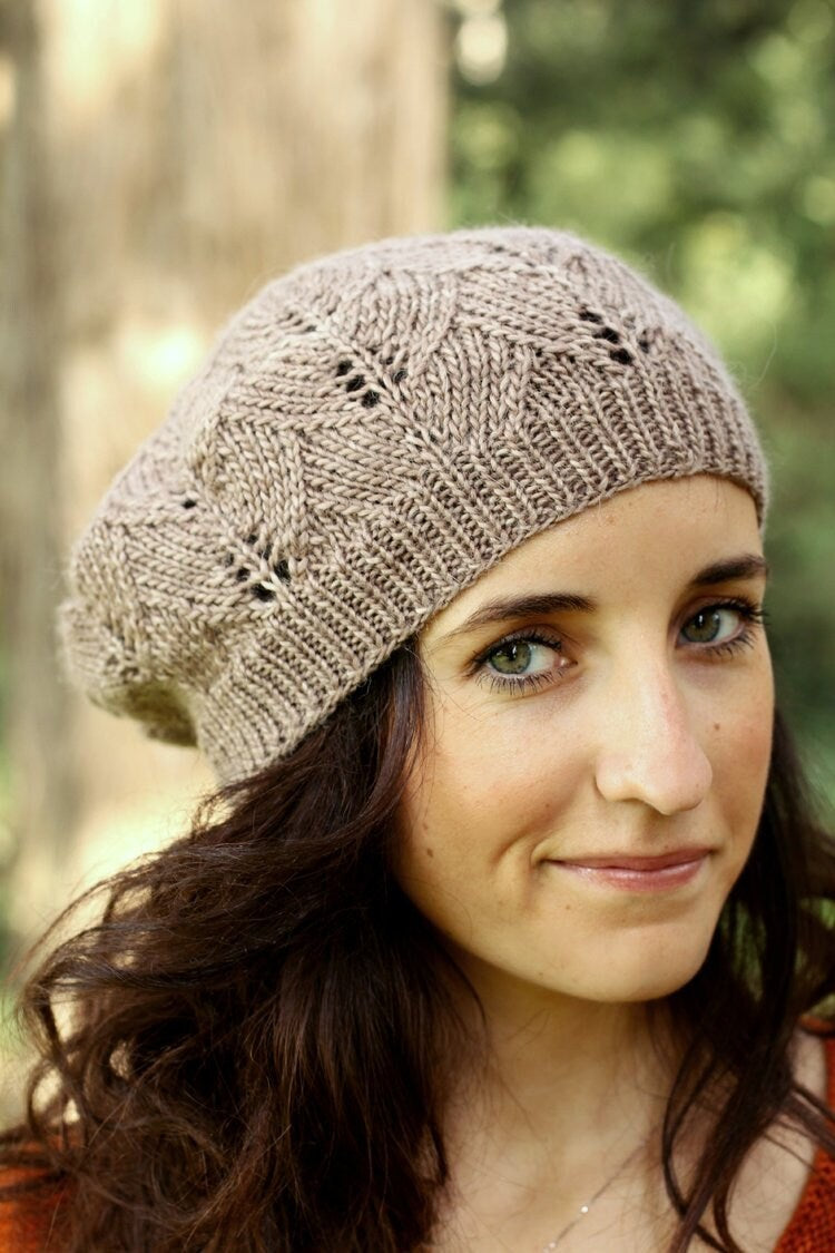 Lace Leaf Beret Knitting Pattern • Thicket Knitting Pattern PDF • Intermediate Knit Pattern