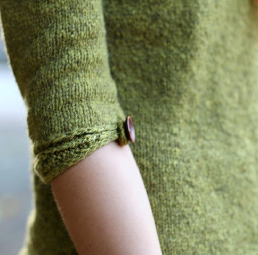 Leaf Neckline Raglan Pullover Knitting Pattern • Sprig Knitting Pattern PDF • Intermediate Knit Pattern