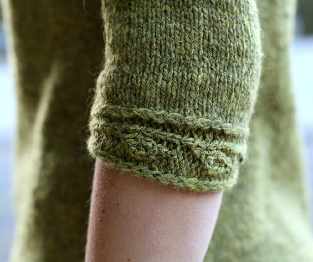 Leaf Neckline Raglan Pullover Knitting Pattern • Sprig Knitting Pattern PDF • Intermediate Knit Pattern