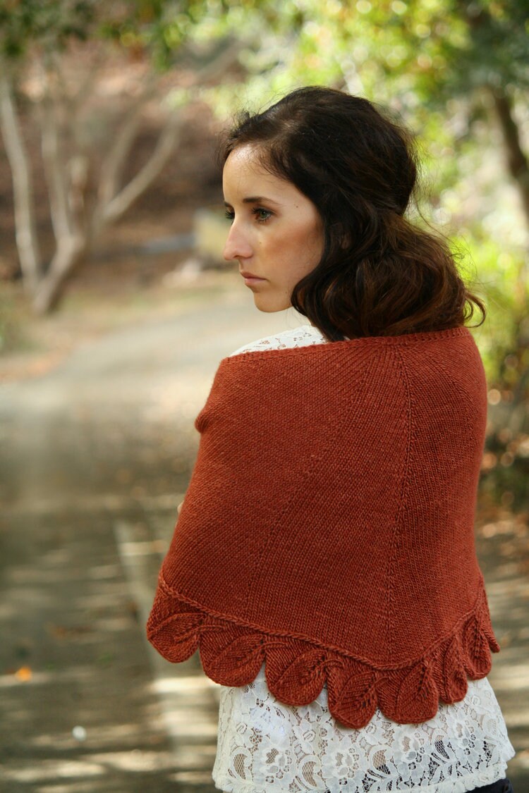 Leaf Border Shawl Knitting Pattern • Wrapped in Leaves Knitting Pattern PDF • Intermediate Knit Pattern