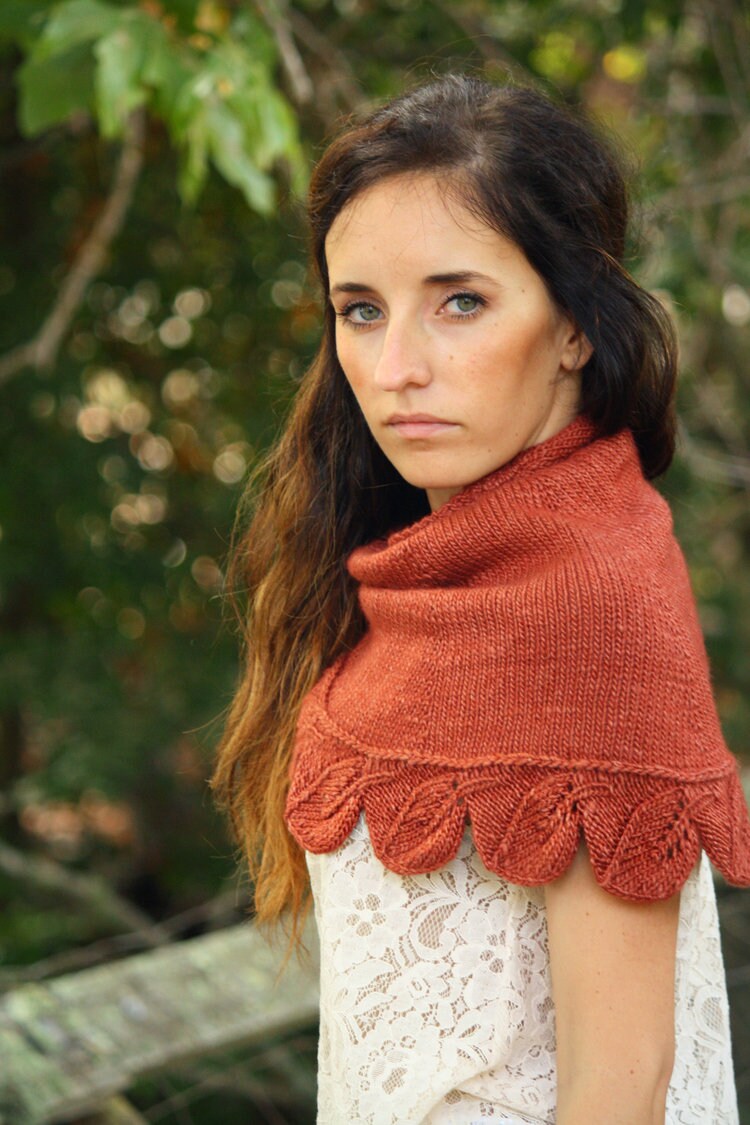 Leaf Border Shawl Knitting Pattern • Wrapped in Leaves Knitting Pattern PDF • Intermediate Knit Pattern