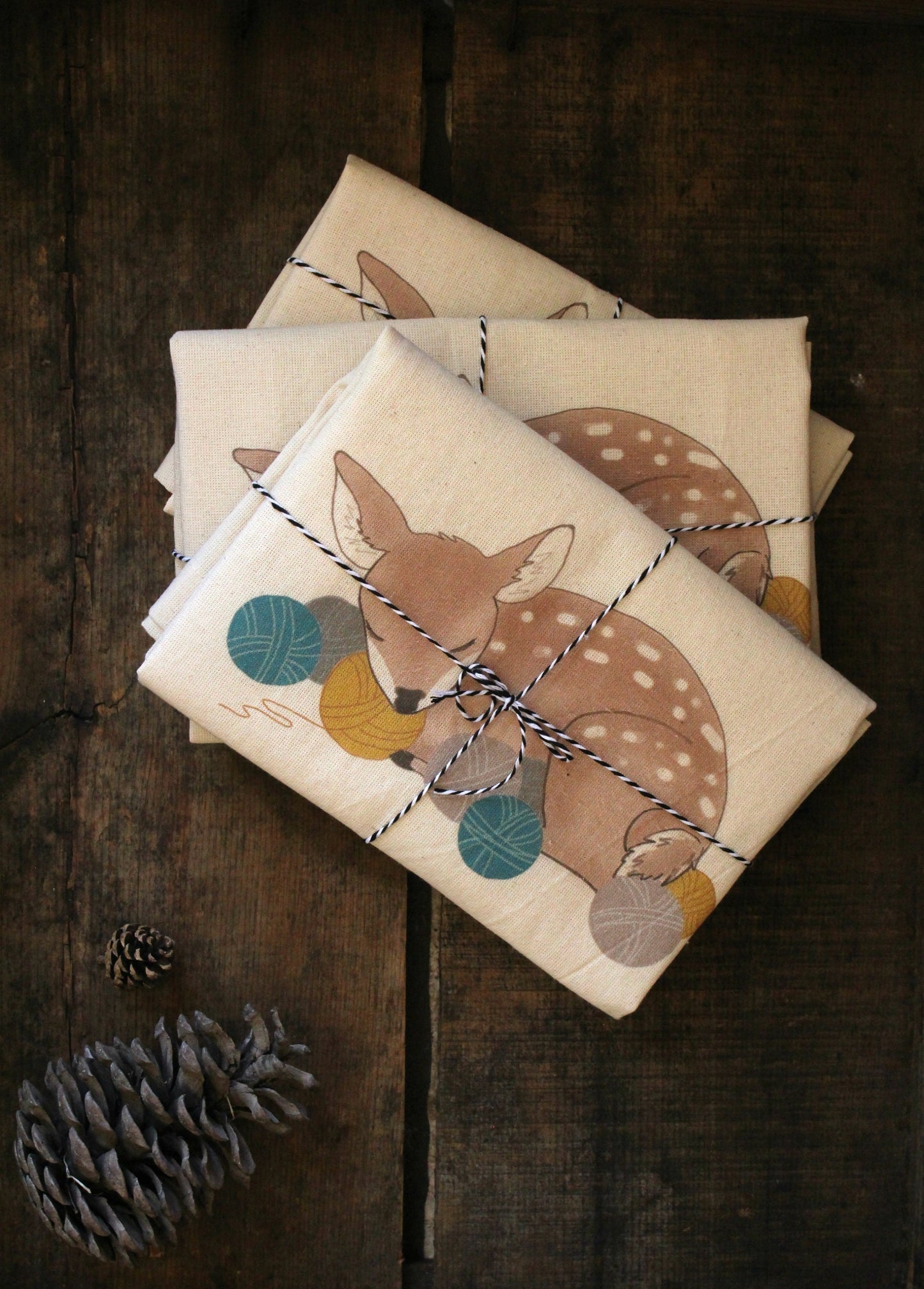 Knitting Cotton Tote • OH, DEER • Yarn Carrier Large Project Bag Carryall • Unique Knitting and Crochet Gift