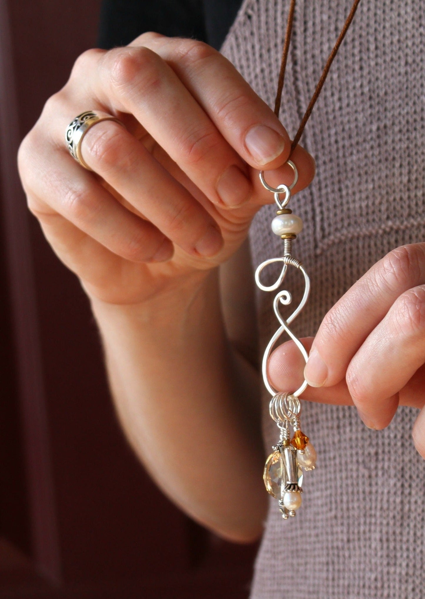 Handmade Stitch Marker Necklace • Wool & Wire / Symphony Stitch Marker Necklace • Unique Knitting Gift for Women
