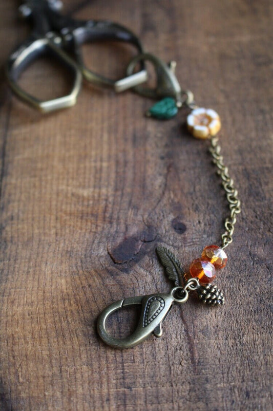Floral Feather Scissor Chain • Handmade Gift for Mom • Quilting Accessory Embroidery Scissor Chain