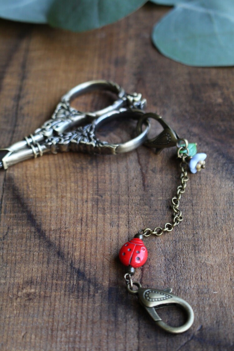 Ladybug Garden Scissor Chain • Handmade Quilting Accessory • Gift for Quilters • Garden Theme Crafting Gift for Moms