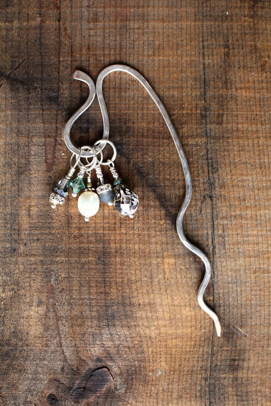 Shawl Stick for Knitters • Wool & Wire / Hammered Shawl Stick • Unique Knitting Gift for Women