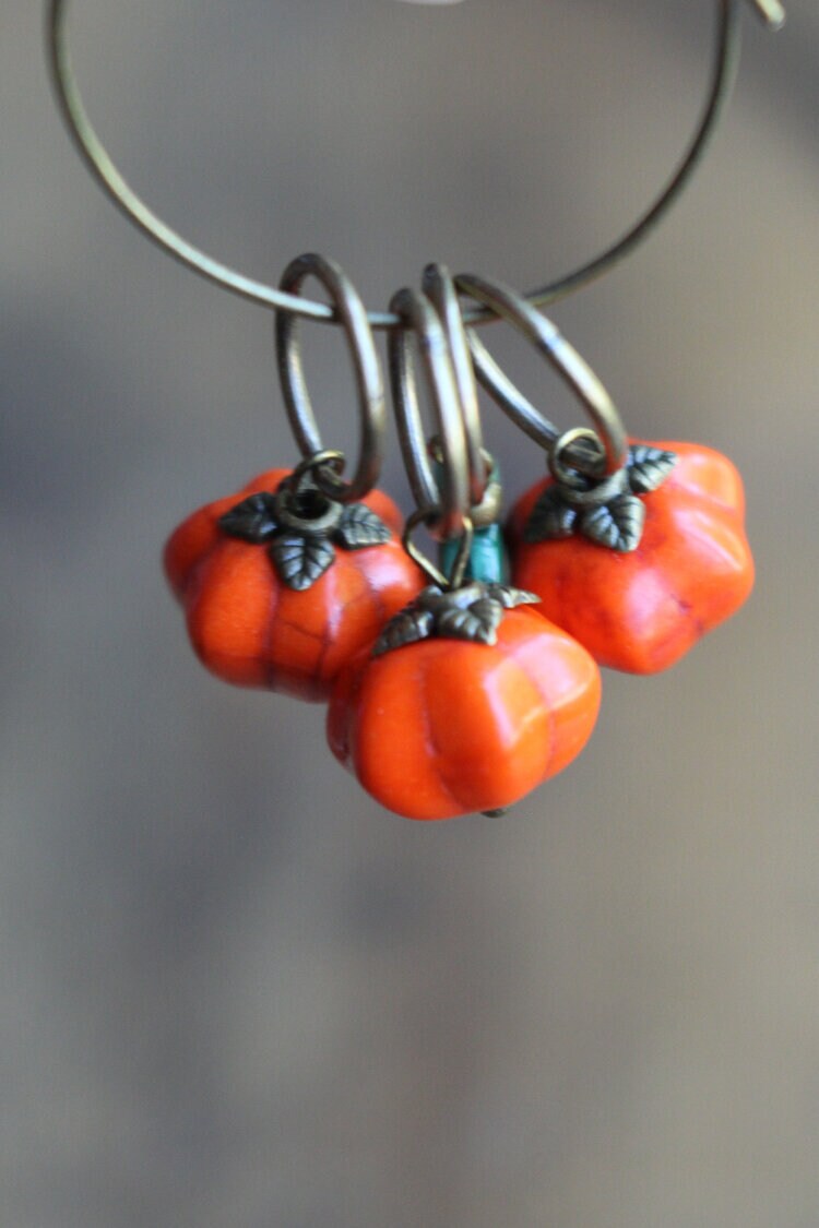 Stitch Markers • Pumpkin Stitch Markers for Knitting • Unique Knitting Gift