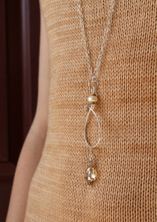 Knitter Necklace • Wool & Wire / Teardrop Stitch Marker Necklace • Unique Knitting Gift for Women