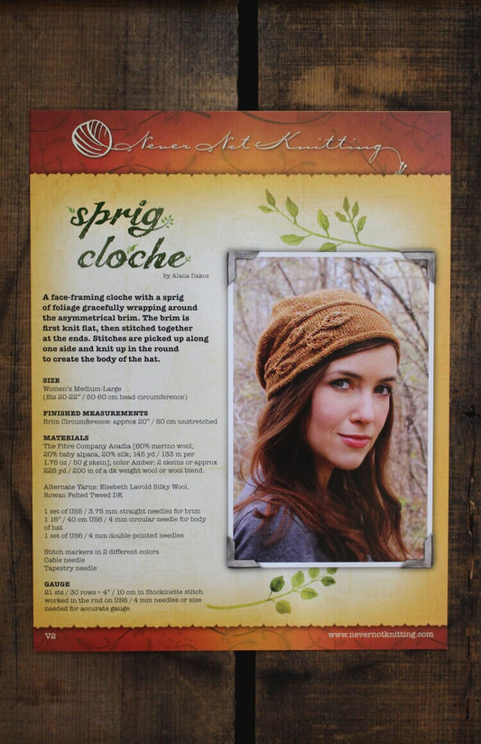 Cloche Knitting Pattern • Sprig Cloche Printed Knitting Pattern • Knitting Pattern Gift