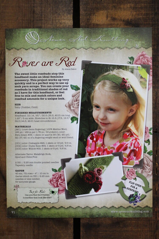 Baby Headband Knitting Pattern • Roses are Red / Violets are Blue Printed Knitting Pattern • Knitting Pattern Gift