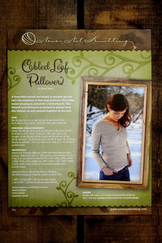 Pullover Knitting Pattern • Cabled Leaf Pullover Printed Knitting Pattern • Knitting Pattern Gift