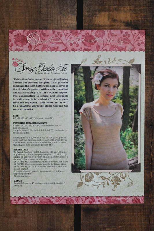 Knit Tee Pattern • Spring Garden Tee (Adult Sizes) Printed Knitting Pattern • Knitting Pattern Gift