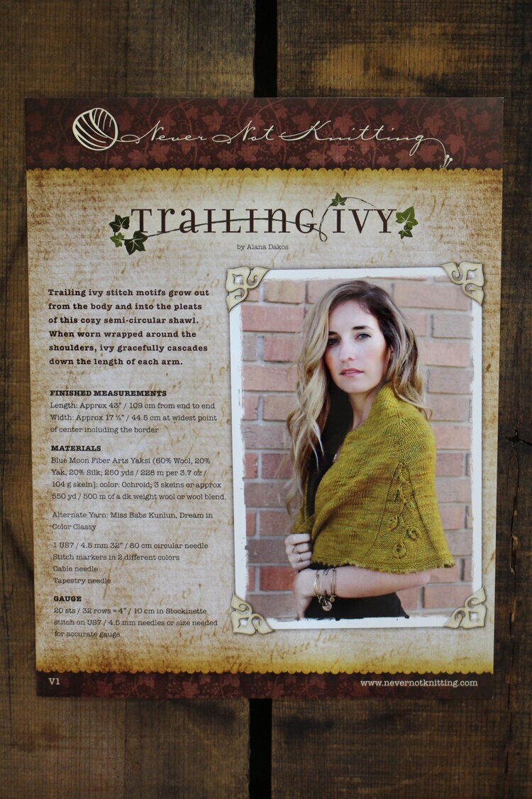 Knit Wrap Pattern • Trailing Ivy Printed Knitting Pattern • Knitting Pattern Gift