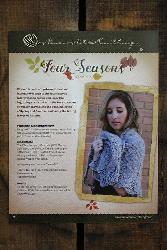 Wrap Knitting Pattern • Four Seasons Printed Knitting Pattern • Knitting Pattern Gift
