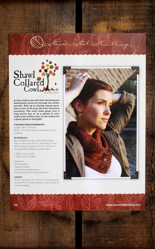 Cowl Knitting Pattern • Shawl Collared Cowl Printed Knitting Pattern • Knitting Pattern Gift