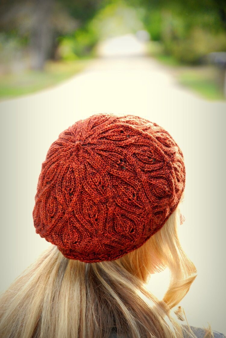 Beret Knitting Pattern • Autumn Vines Beret Printed Knitting Pattern • Knitting Pattern Gift