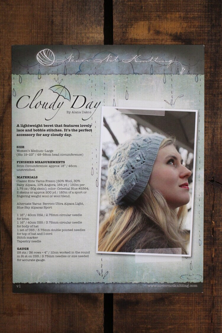 Slouchy Hat Knitting Pattern • Cloudy Day Printed Knitting Pattern • Knitting Pattern Gift