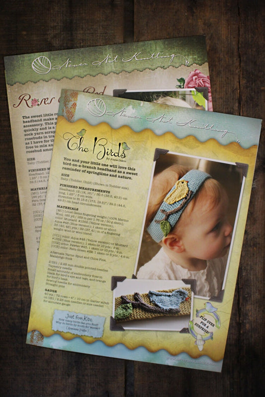 Headband Printed Knitting Pattern Bundle • Roses are Red, Violets are Blue, The Birds, and The Bees! • Knitting Pattern Gift