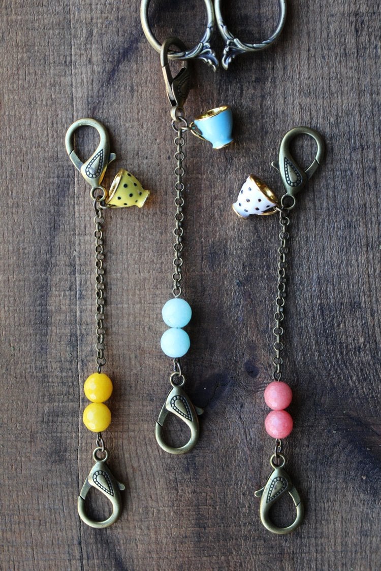 Teacup Scissor Chain • Handmade Embroidery Accessory • Gift for Seamstresses • Unique Grandmother Gift