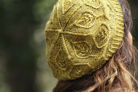 Forest Leaves Knit Beret Pattern • Pressed Leaves Hat • Intermediate Knit Pattern PDF