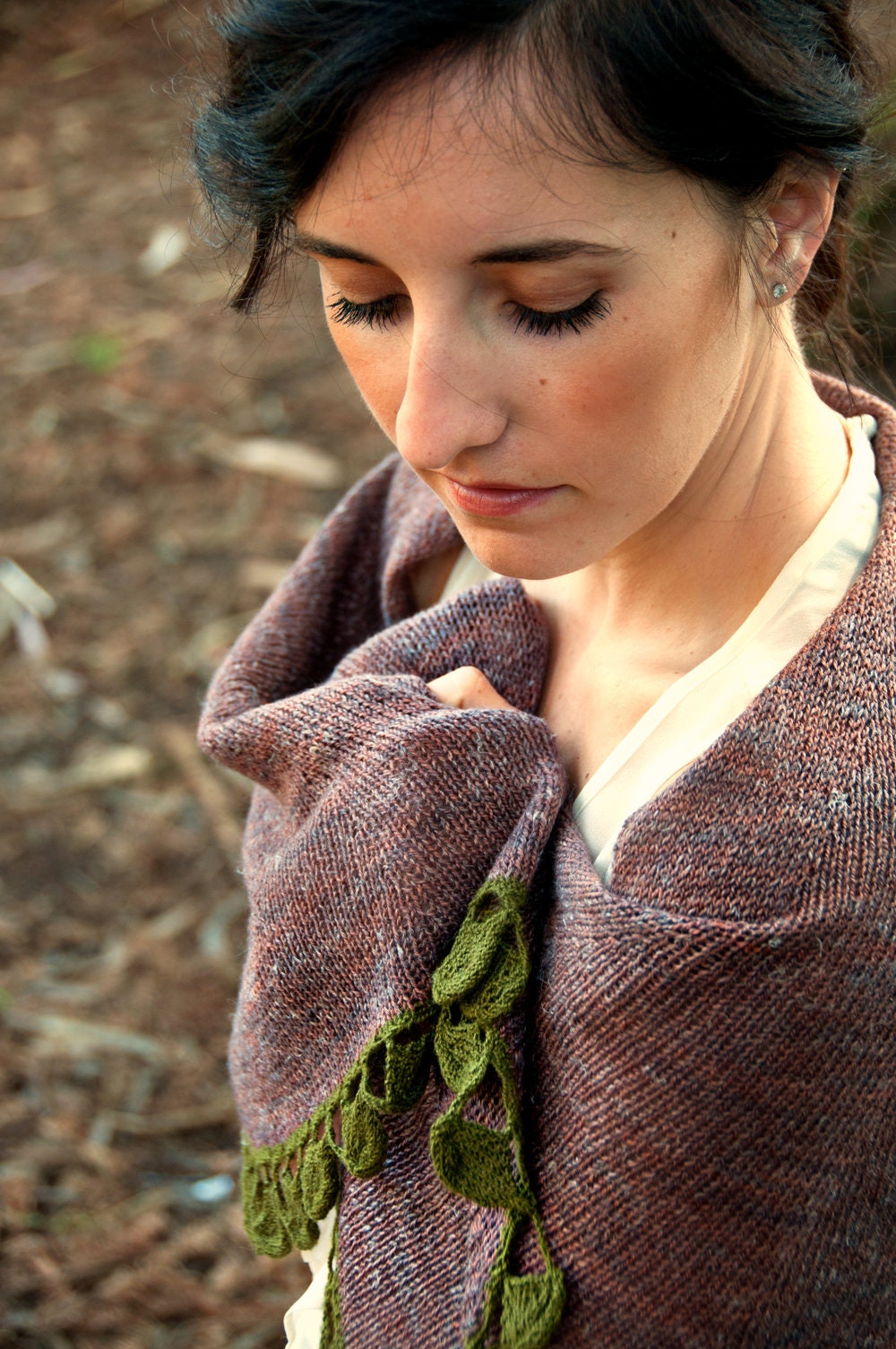 Delicate Leaf Shawl Knitting Pattern • Hanging Leaves Shawl • Intermediate Knit Pattern PDF
