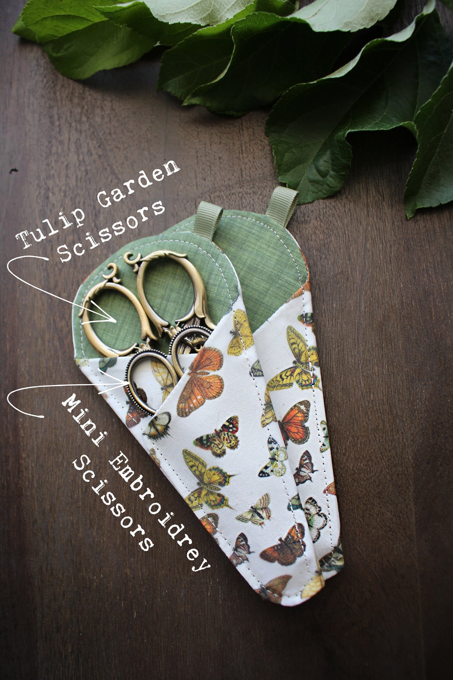 Butterfly Scissor Sleeve • Handsewn Case for Embroidery Scissors with Magnet and Pocket • Handmade Quilting Gift