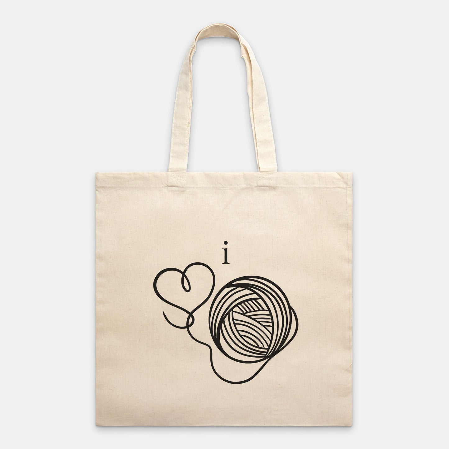 Craft Project Bag • "I Heart Yarn" Tote • Cotton Canvas Yarn Bag • Gift For Knitter or Crocheter