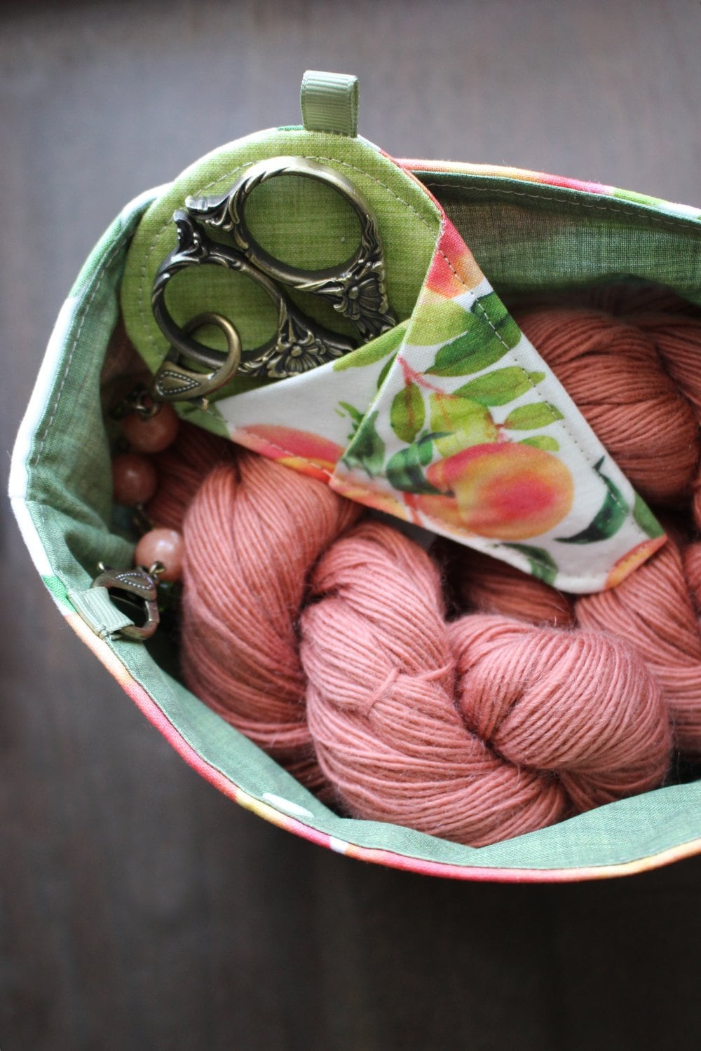 Summer Peach Scissor Chain • Fruit Theme Accessory for Embroidery Scissors • Handmade Sewing Gift • Unique Gift for Quilters