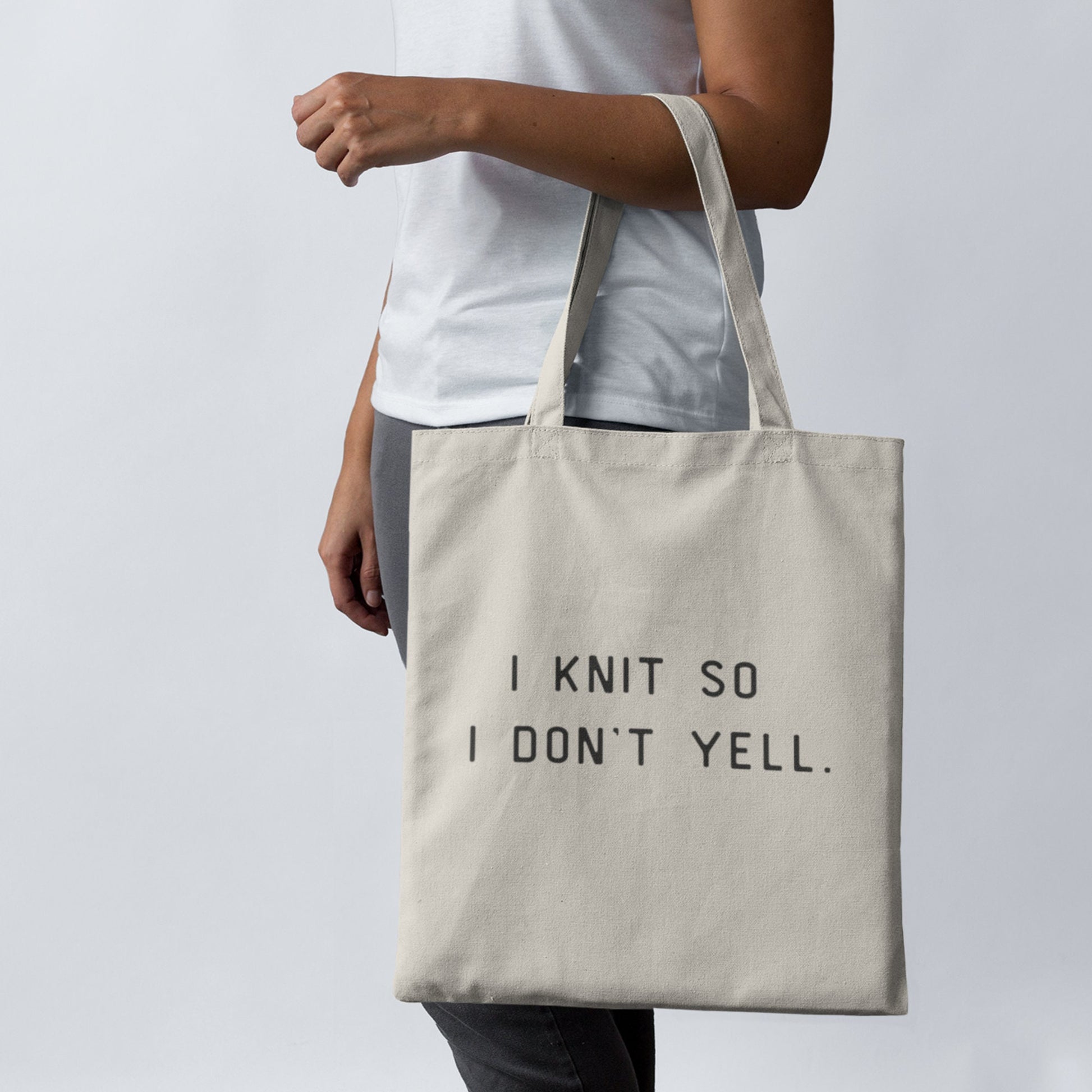 "I Knit So I Don't Yell" Tote