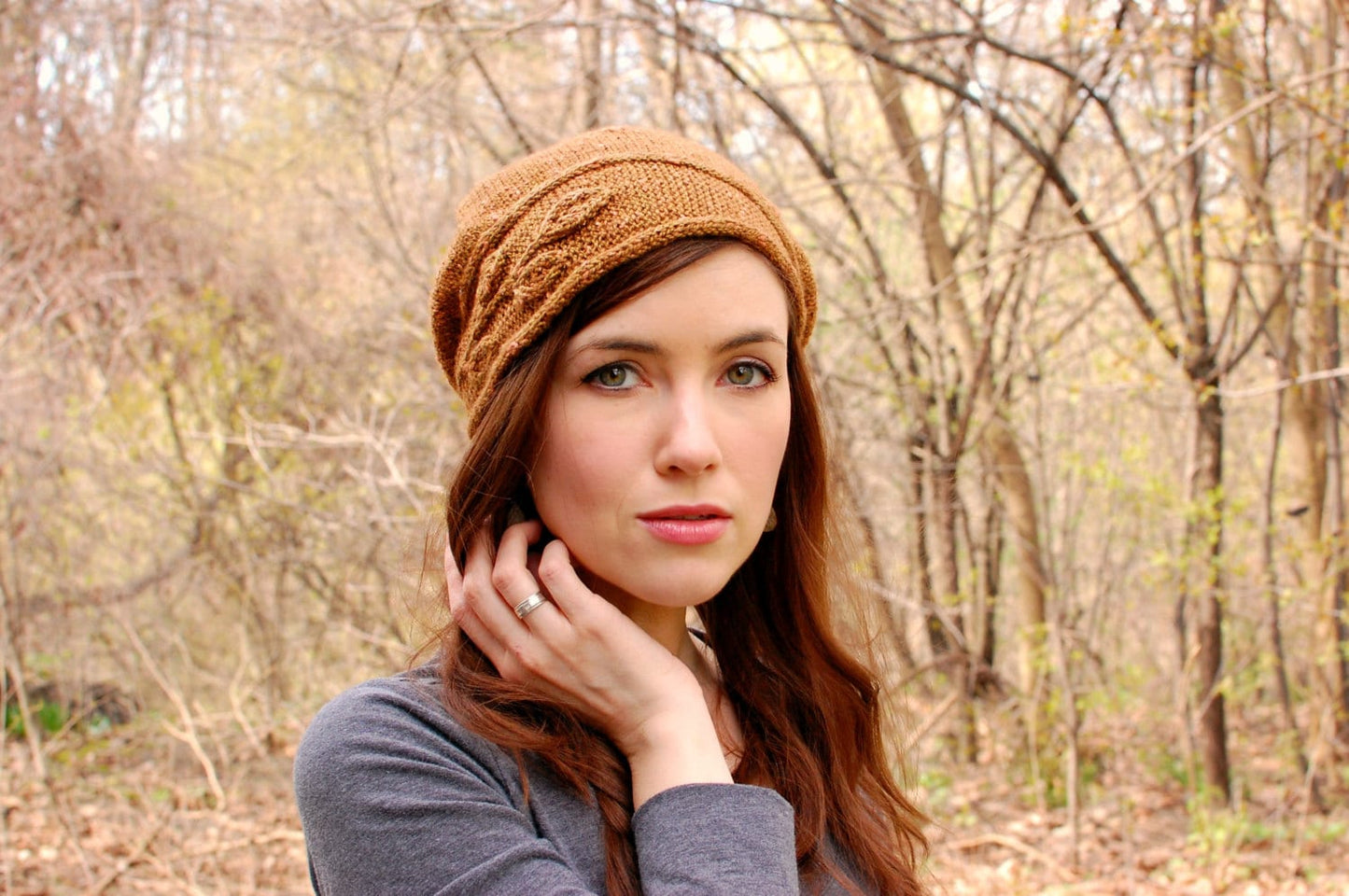 Knitting Pattern for Women • Graceful Foliage Sprig Cloche Knitting Pattern • Instant Download PDF for Intermediate Knitters