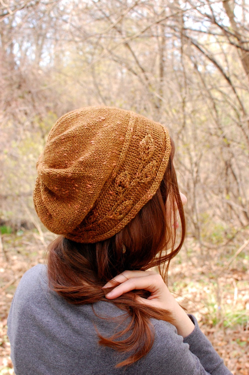 Knitting Pattern for Women • Graceful Foliage Sprig Cloche Knitting Pattern • Instant Download PDF for Intermediate Knitters