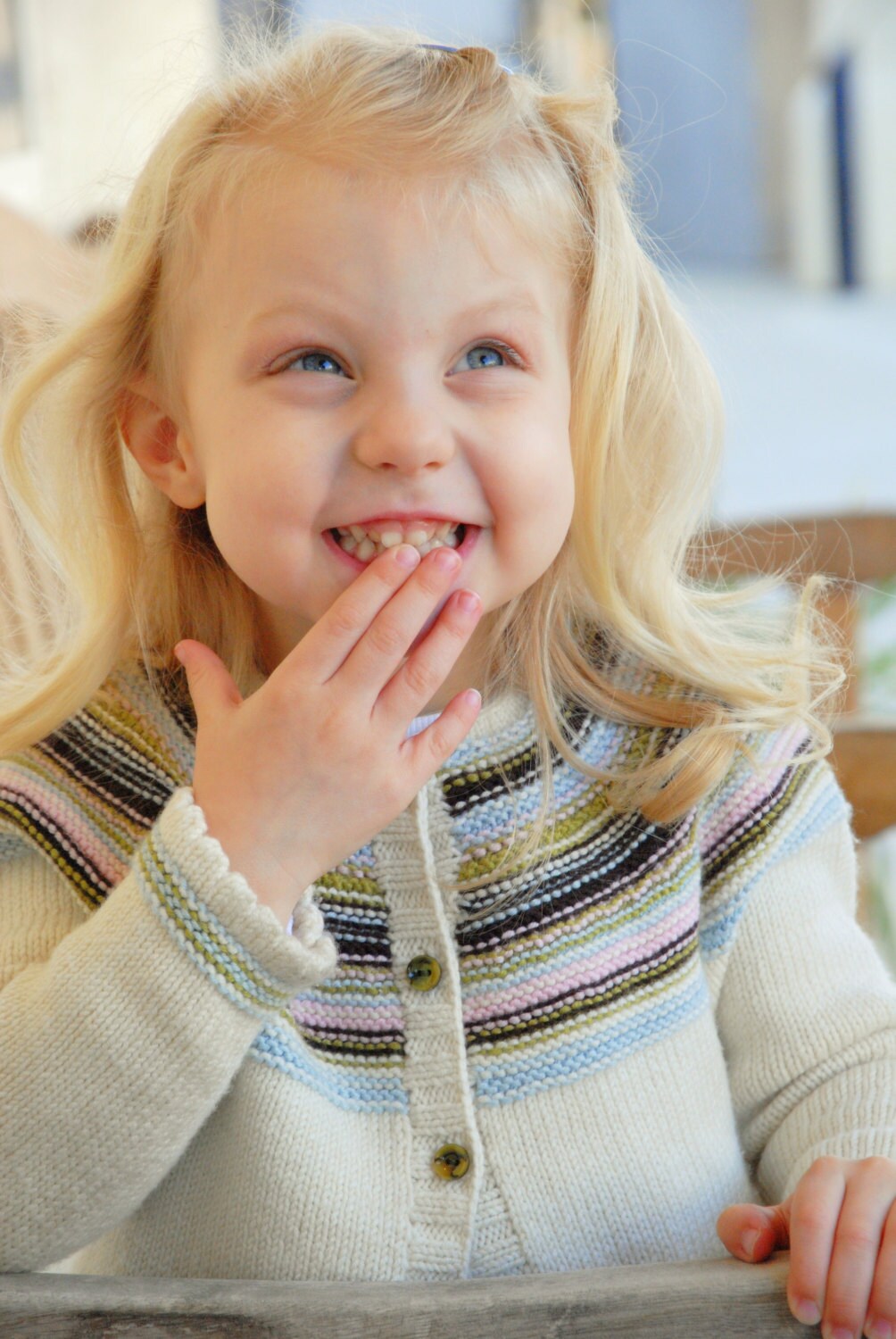 Baby Striped Yoke Sweater Pattern • Playful Stripes Knitting Pattern PDF • Intermediate Knit Pattern