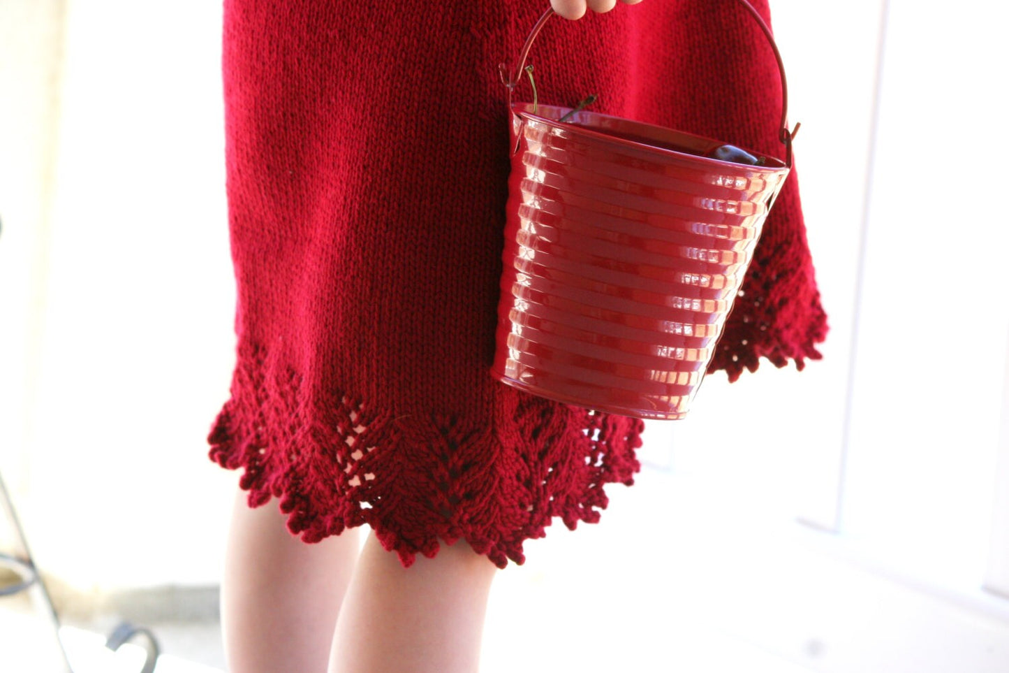 Children's Dress Knitting Pattern with Lace Hem and Neckline • Very Cherry Knitting Pattern PDF • Intermediate Knit Pattern